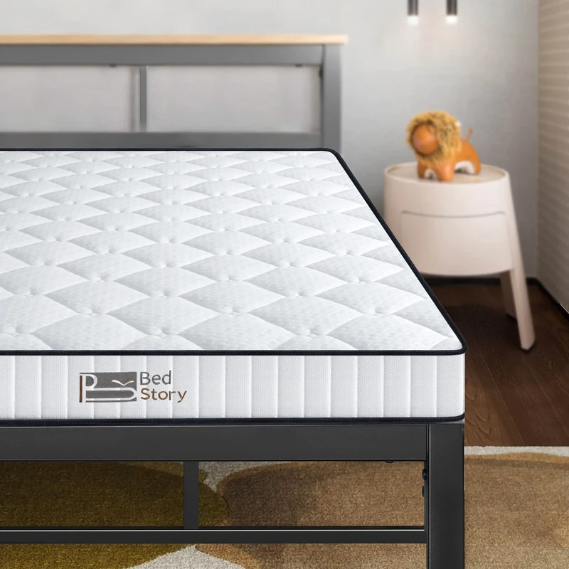 BedStory 16cm Single Mattress, Spring Hybrid Mattress Medium Firm, Coils and Comfort Foam Mattress for Durable Support Mattress-in-a-Box 90×190