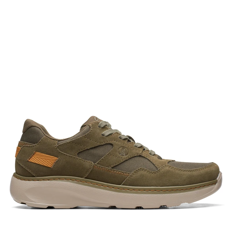 Clarks Men's Chartlite Goal Sneaker, Dark Olive Combi, 10 UK