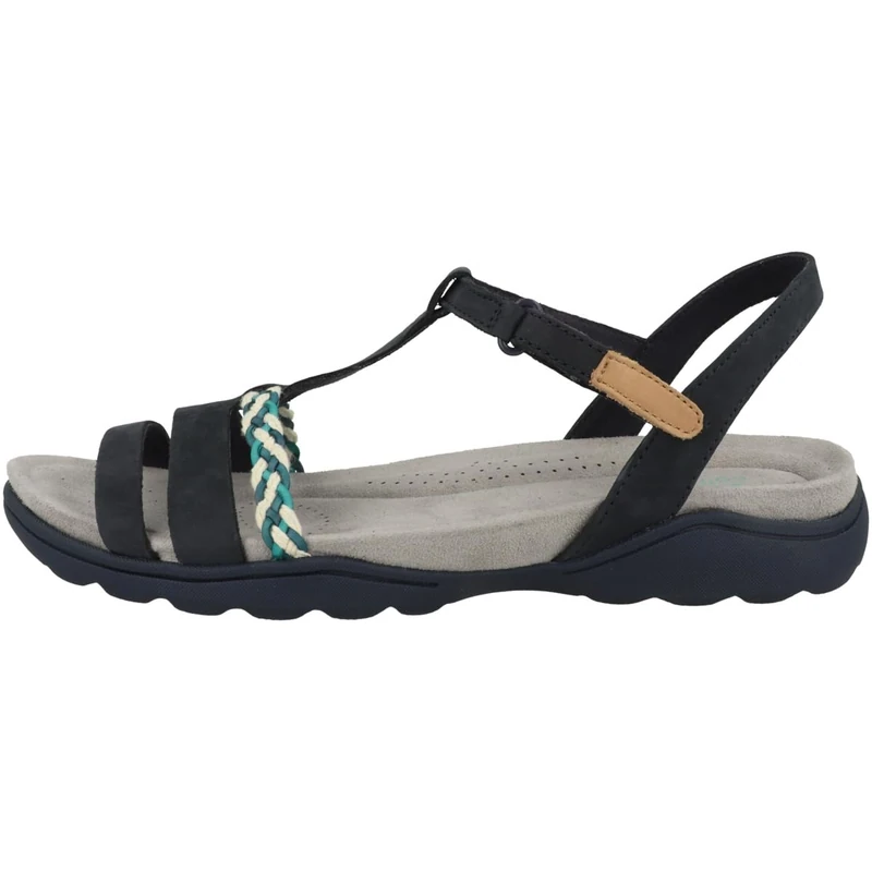 Clarks Women's Amanda TealiteSport Sandal, navy nubuck, 3 UK