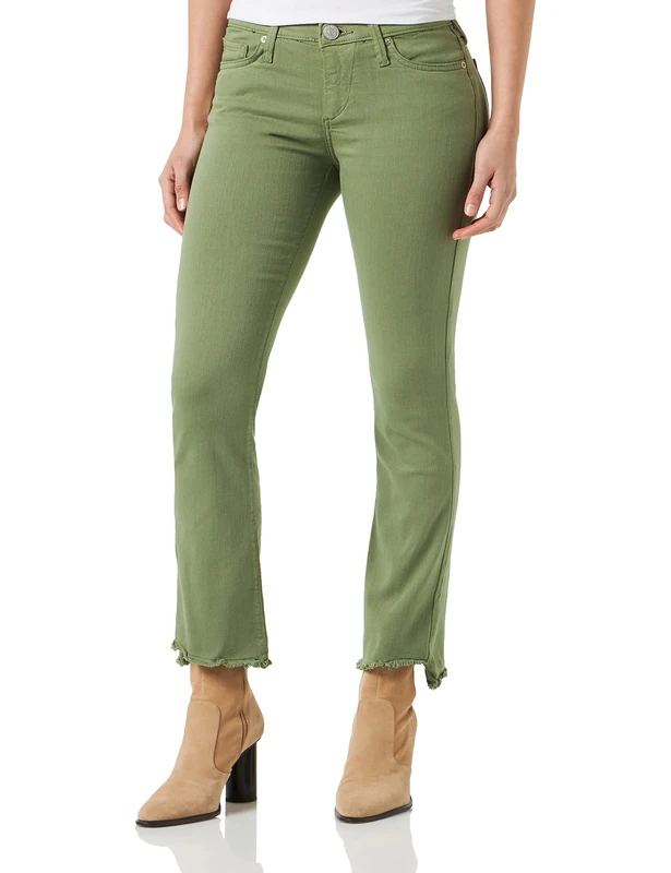 True Religion Women's Halle Kick Jeans, Green, Regular, Green, 32W - Image 1