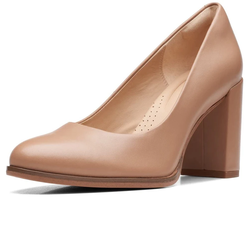 Clarks Women's Freva85 CourtPump, Praline Leather, 7 UK - Image 1