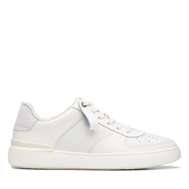 Clarks Men's Courtlite Tie Trainers, White Leather, 7 UK