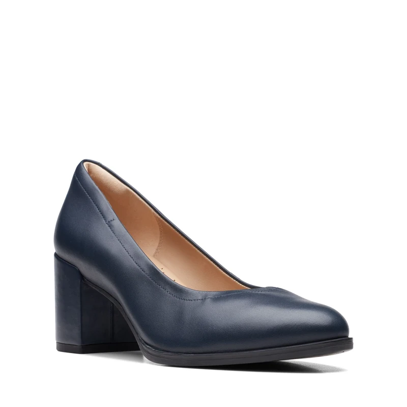 Clarks Women's Freva55 Court Pump, Navy Leather, 3 UK