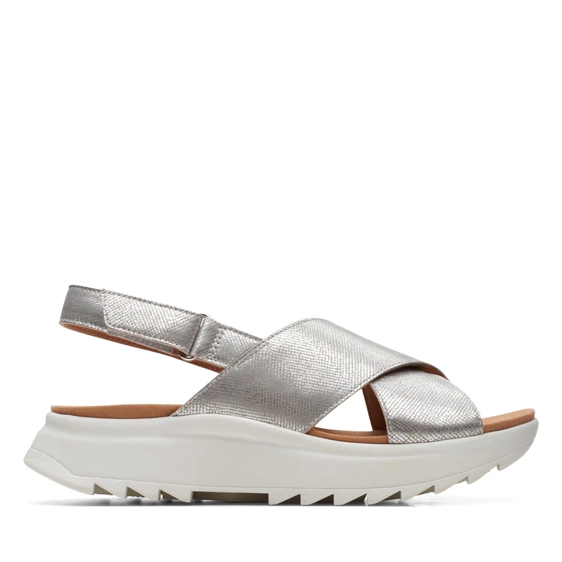 Clarks Women's Dashlite WishSandal, Metallic silver, 5 UK