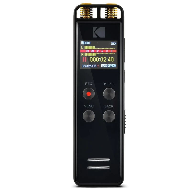 KODAK VRC550 - High-Intensity Voice Recorder, Advanced Mini Rechargeable Dictaphone with Voice Command, Lithium Battery, MP3 Player, and Listening Device