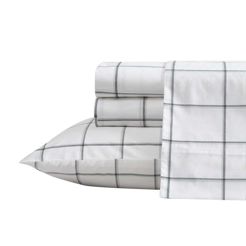 Nautica Full Cotton Percale Sheet Set - Plot Black