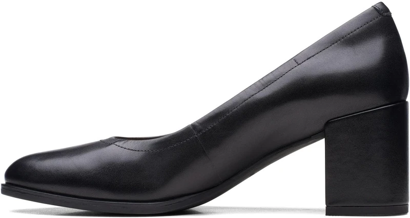 Clarks Women's Freva55 CourtPump, Black (Black Leather), 5 UK