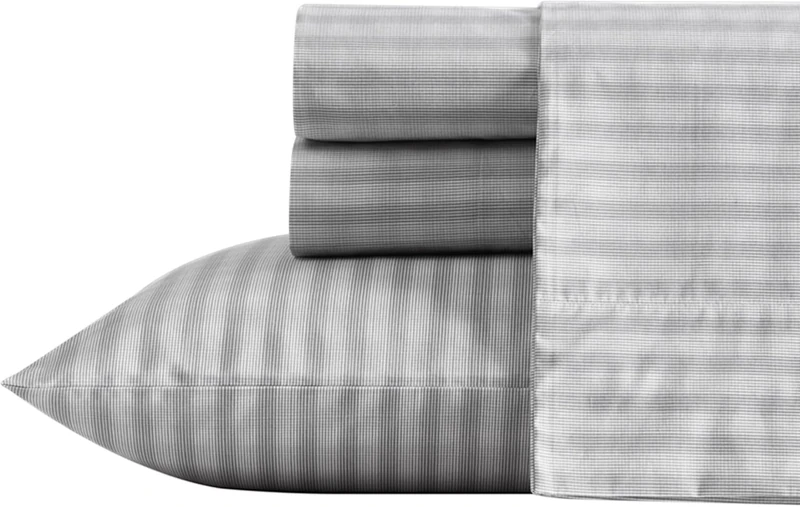 Nautica - Twin XL Sheets, Cotton Percale Bedding Set, Casual Home Decor, Dorm Room Essentials (Michael Plaid Grey, Twin XL)