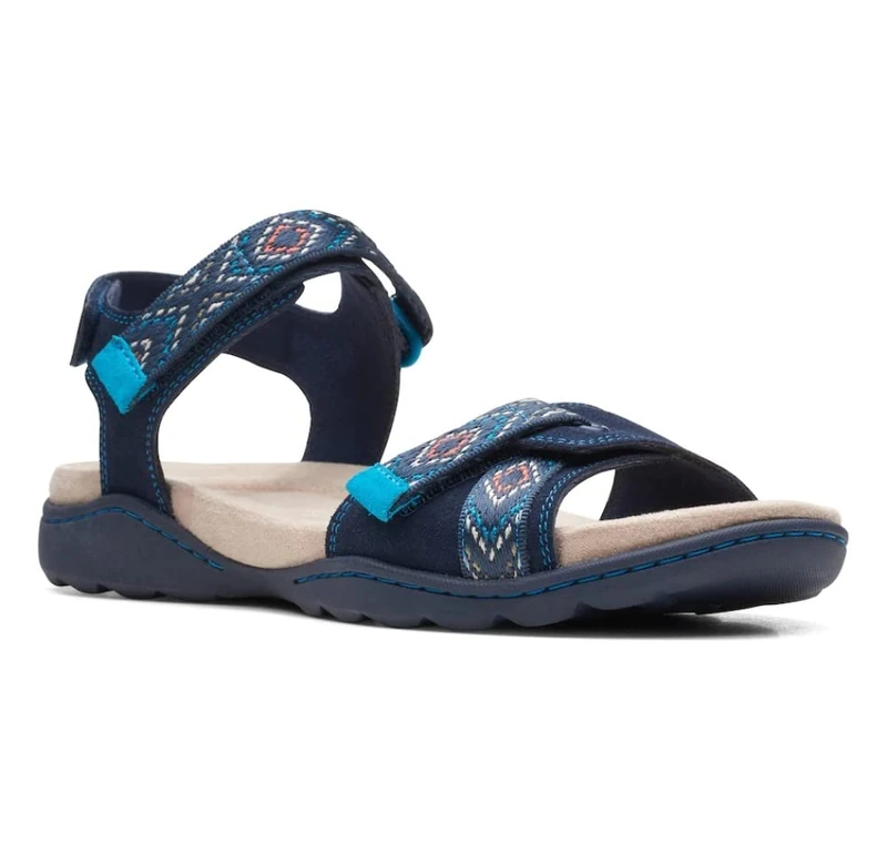 Clarks Women's Amanda Sprint Sport Sandal, Navy Suede, 7 UK