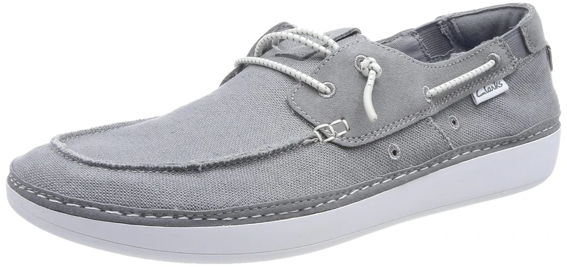 Clarks Men's Higley Tie Boat Shoe, Grey Combi., 39.5 EU Schmal