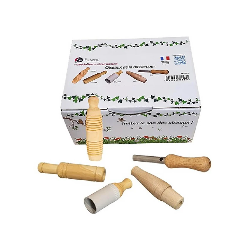 FUZEAU - 78320 – Set of 5 Natural Wood Calls – To imitate the sounds of the birds of the gardens – Ambiance Nature – For ages 4 and above - Image 1