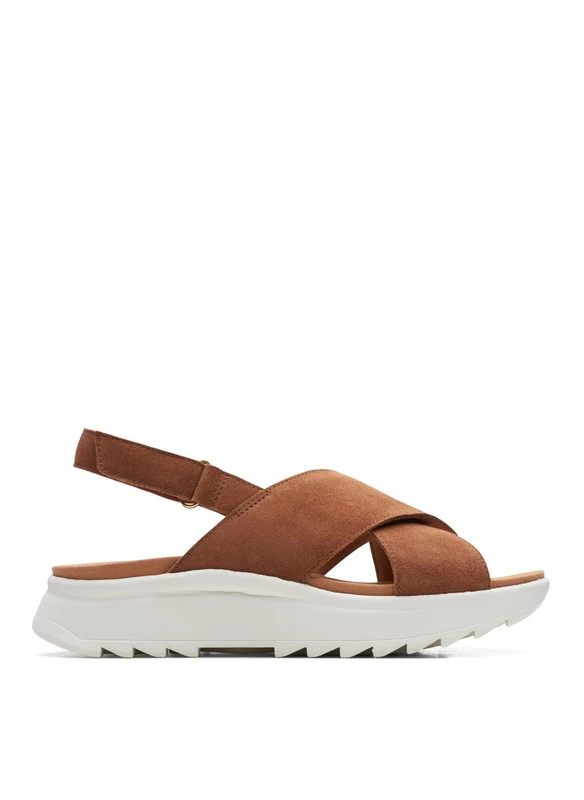 Clarks Women's Dashlite Wish Sandal, Dark Tan Suede, 3 UK