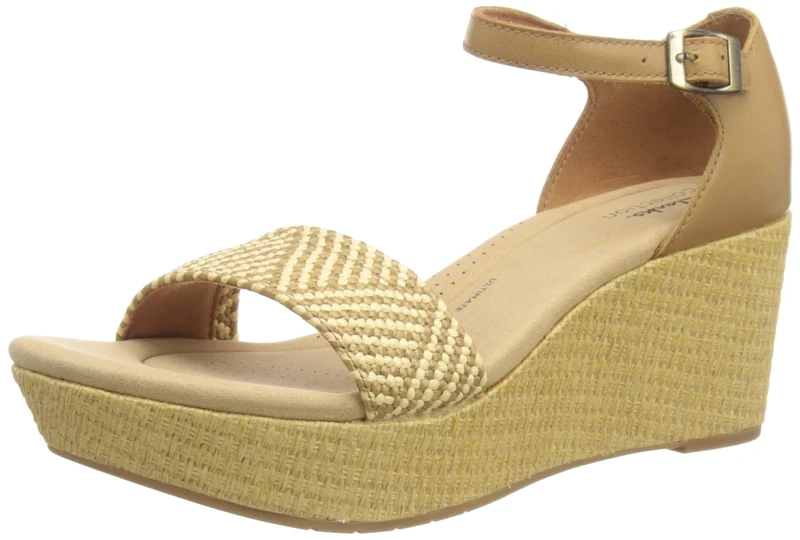 Clarks Women's Rose EaseSandal, Light Tan Lea, 4.5 UK