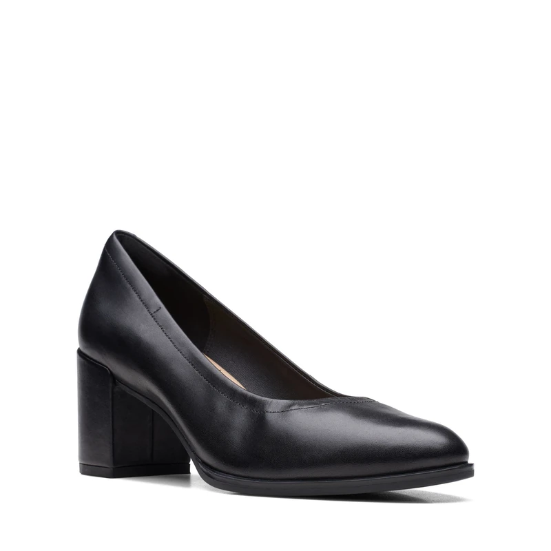 Clarks Women's Freva55 Court Pump, Black Black Leather, 3.5 UK
