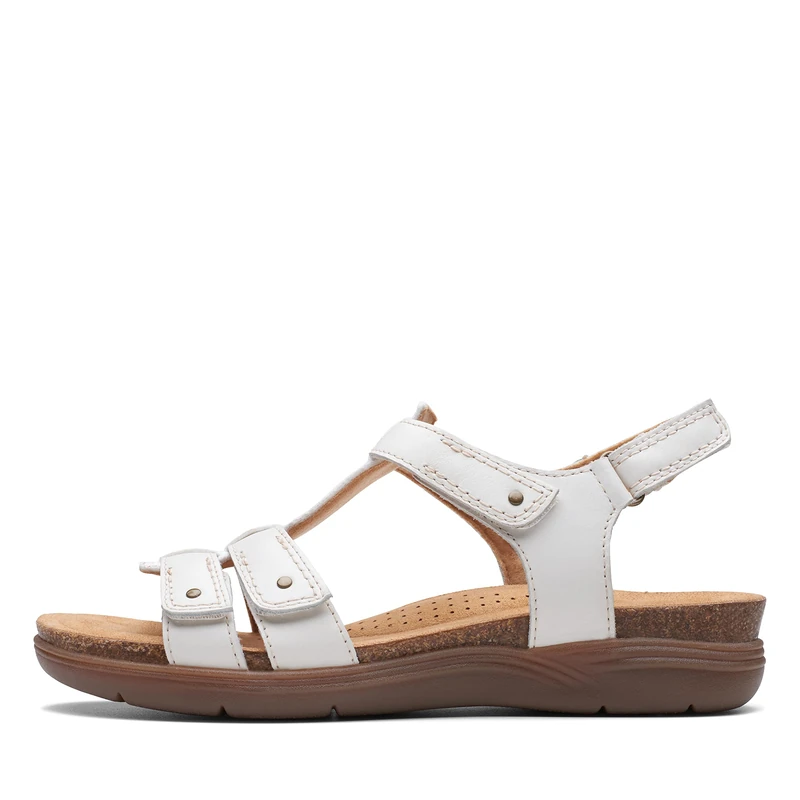 Clarks Women's Amanda TealiteSport Sandal, White leather, 6.5 UK