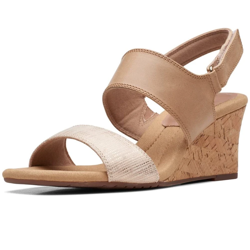 Clarks Women's Kyarra FayeSandal, Warm Beige Lea, 6.5 UK