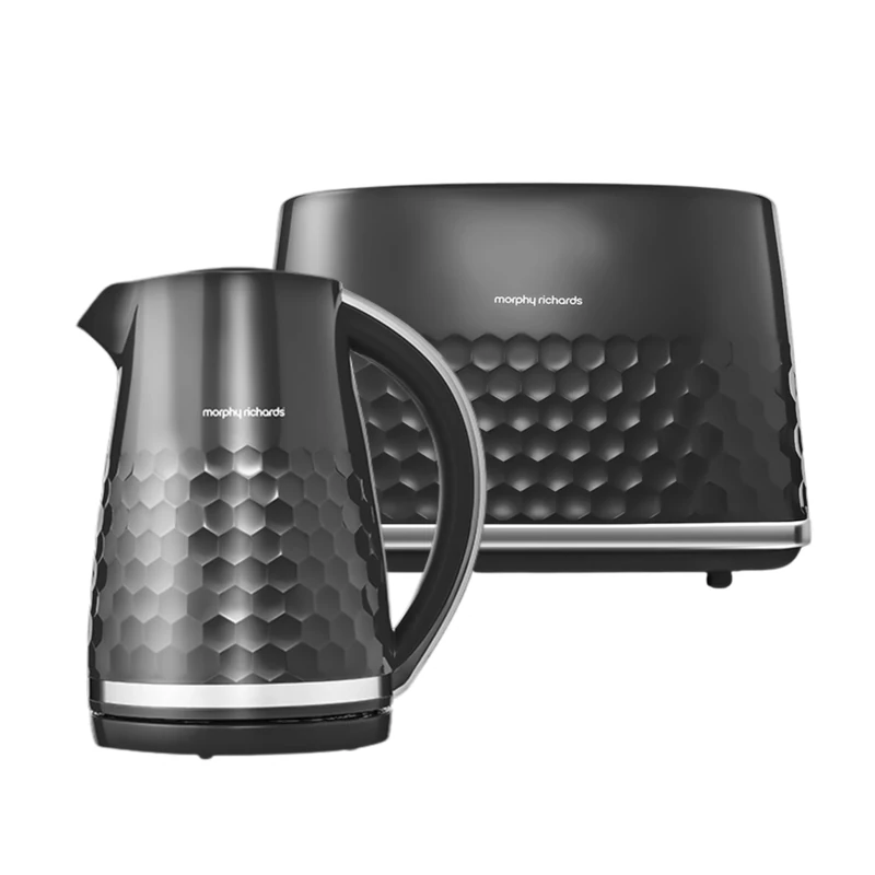 Morphy Richards Hive Kettle and Toaster Set, 1.5L Fast Boil Easy Fill Hive Kettle, 2 Slice Variable Browning Hive Toaster, Matching Set, 3KW/850W, Black 108271 | 220031