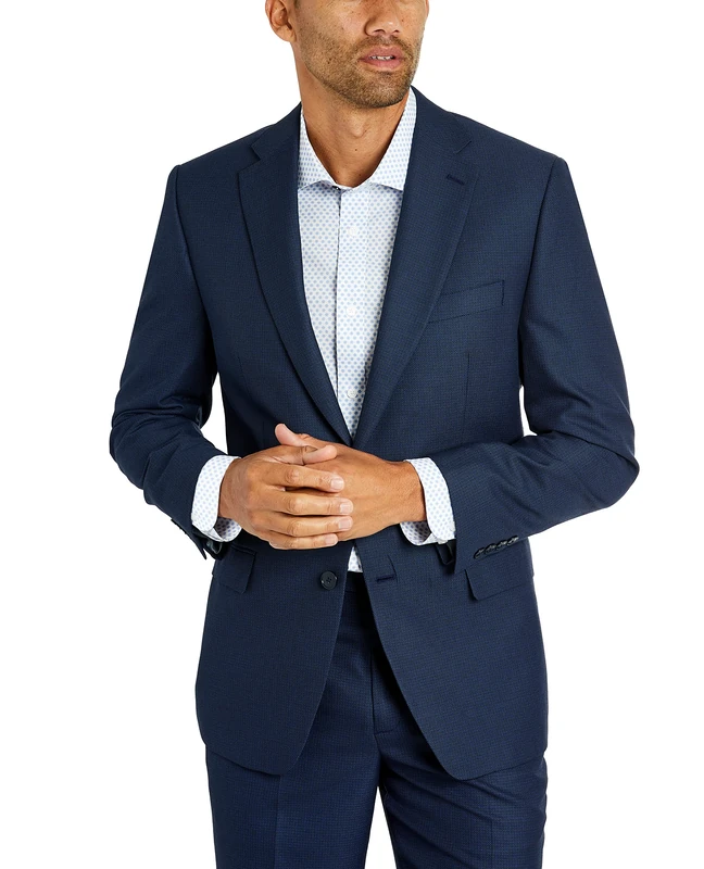 Van Heusen Men's Regular Fit Suit Separate Pant Business, Blue/Charcoal Birdseye, 40W x 30L - Image 1