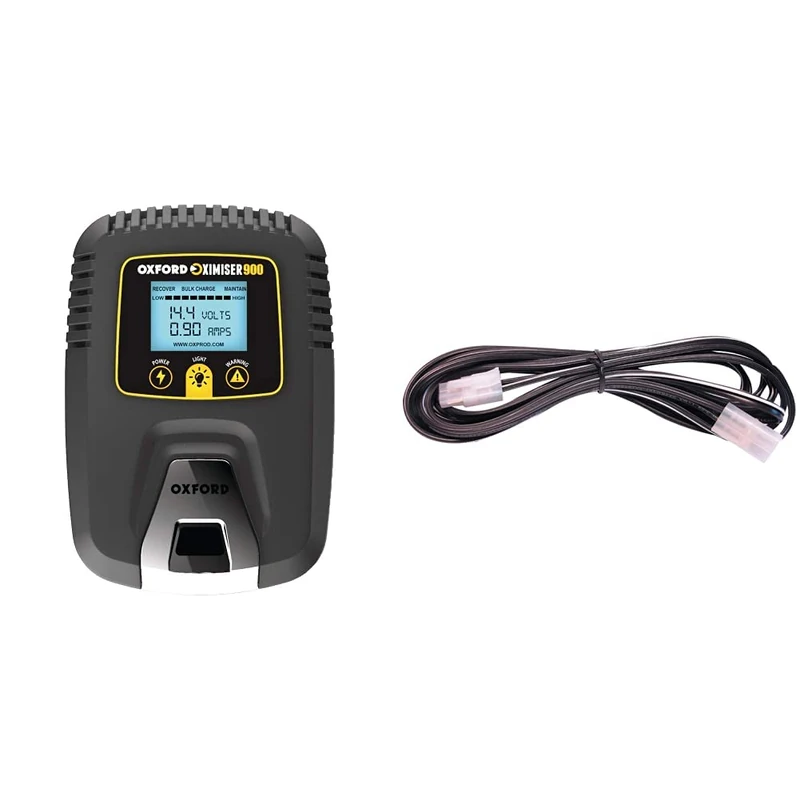 Oxford Oximiser 900 Essential Battery Management System, Black/Yellow & OF705 – Maximiser 3 m Extension Cable