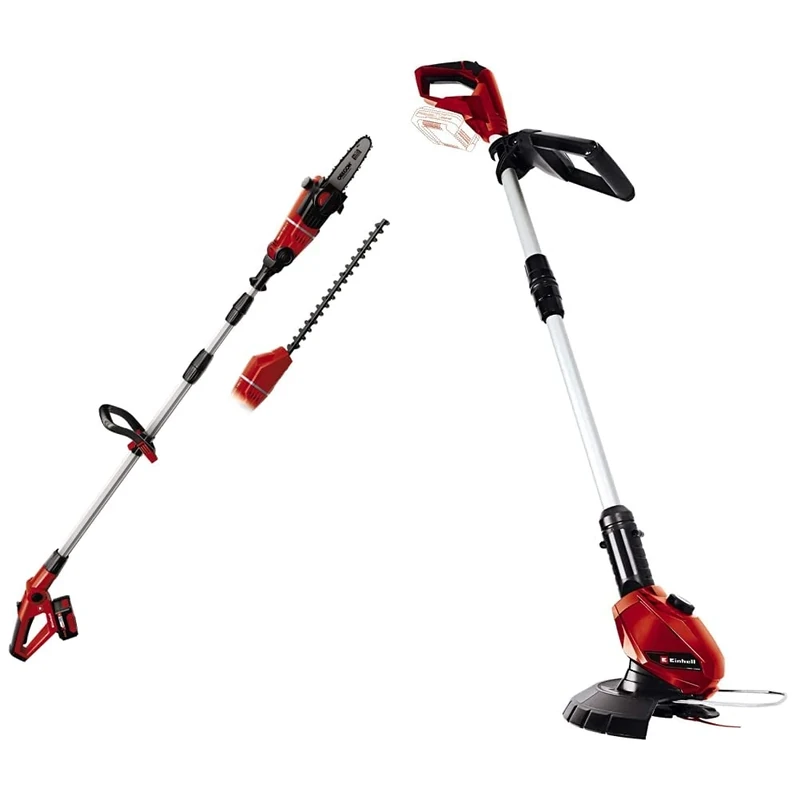 Einhell GE-HC 18 Li T Power X-Change 18V Cordless Multifunctional Garden Tool & GC-CT 18 Li Power X-Change 18V Cordless Strimmer | Includes 20 x Blades | Solo Trimmer, Red/Black