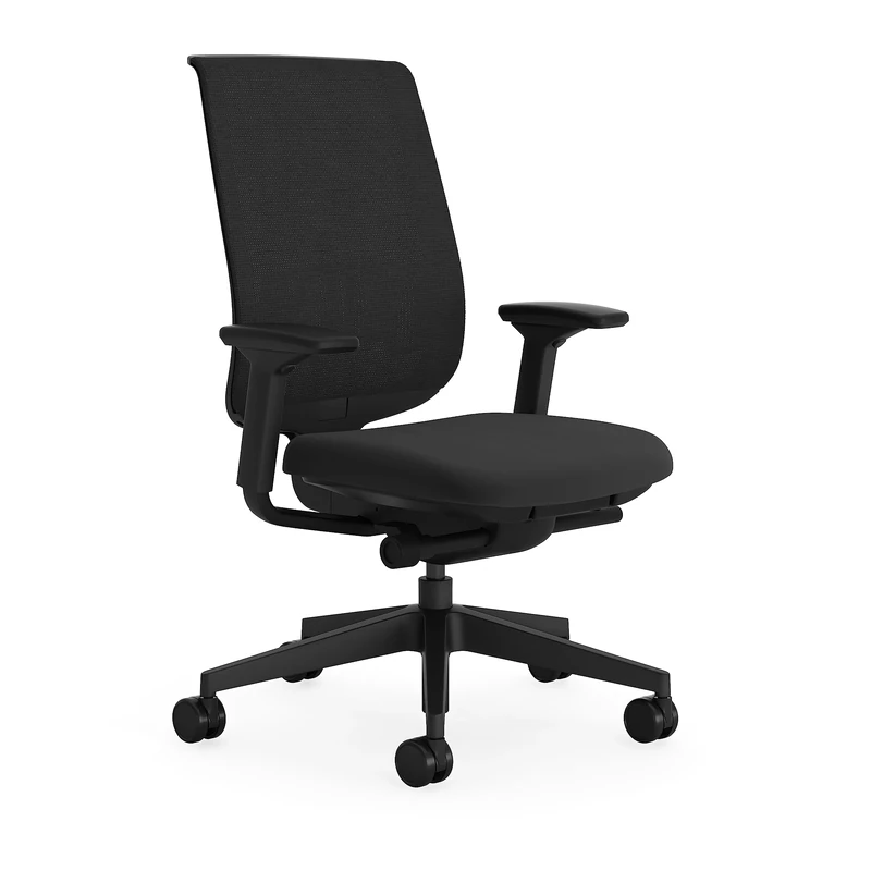 Steelcase Reply Air Ergonomic Office Chair With Height Adjustable Armrests And Lumbar Support Black, 66 x 58.5 x 100.5