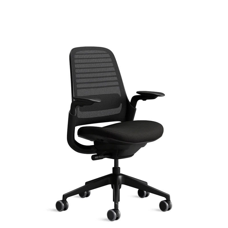 Steelcase Series 1 Ergonomic Office Chair With LiveBack Lumbar Support And 4D Armests Black/Black; Made in Europe