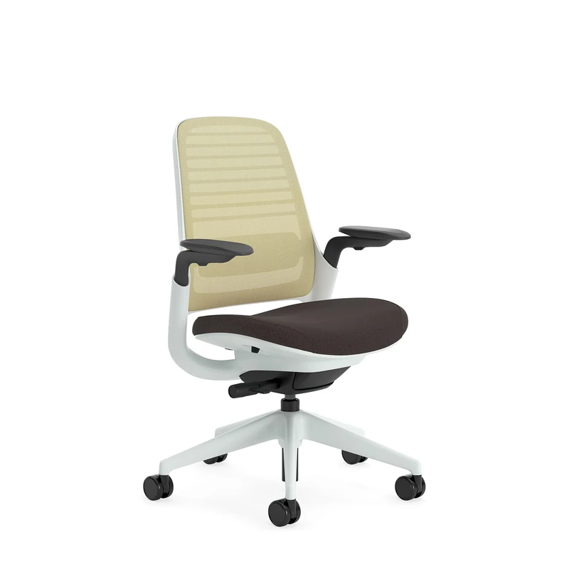 Steelcase Series 1 Ergonomic Office Chair With LiveBack Lumbar Support And 4D Armests Beige/Moleskin; Made in Europe