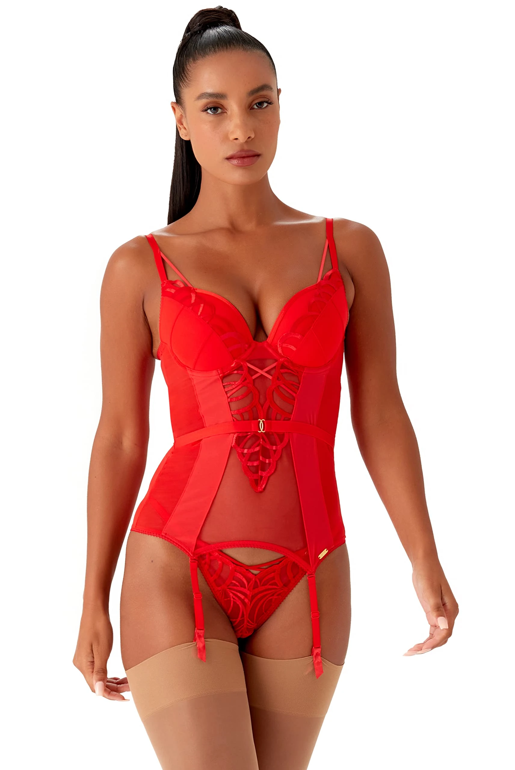 Gossard Women's Basque Lingerie, Fiesta Red, 34B