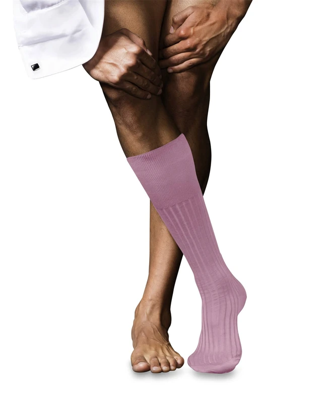 FALKE Men's No. 13 M Kh Cotton Long Plain 1 Pair Knee-High Socks, Pink Light Rosa 8276, 7-8