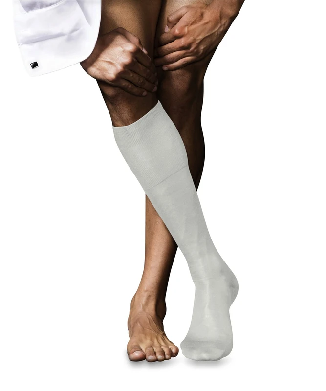 FALKE Men's No. 4 M Kh Silk Long Plain 1 Pair Knee-High Socks, White Off-White 2040, 8.5-9.5