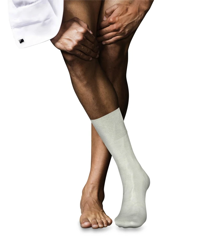 FALKE Men's No. 4 M So Silk Plain 1 Pair Socks, White Off-White 2040, 7-8