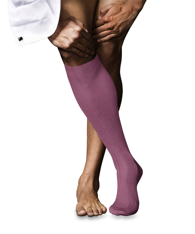 FALKE Men's No. 10 M Kh Cotton Long Plain 1 Pair Knee-High Socks, Red Rose 8680, 8.5-9.5