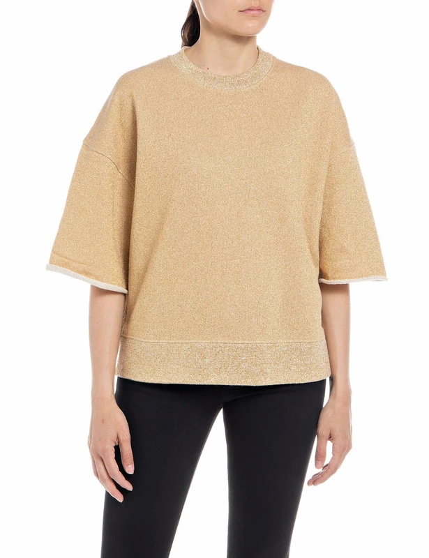 REPLAY Women's Sweatshirt, 300 Gold Lurex, XS