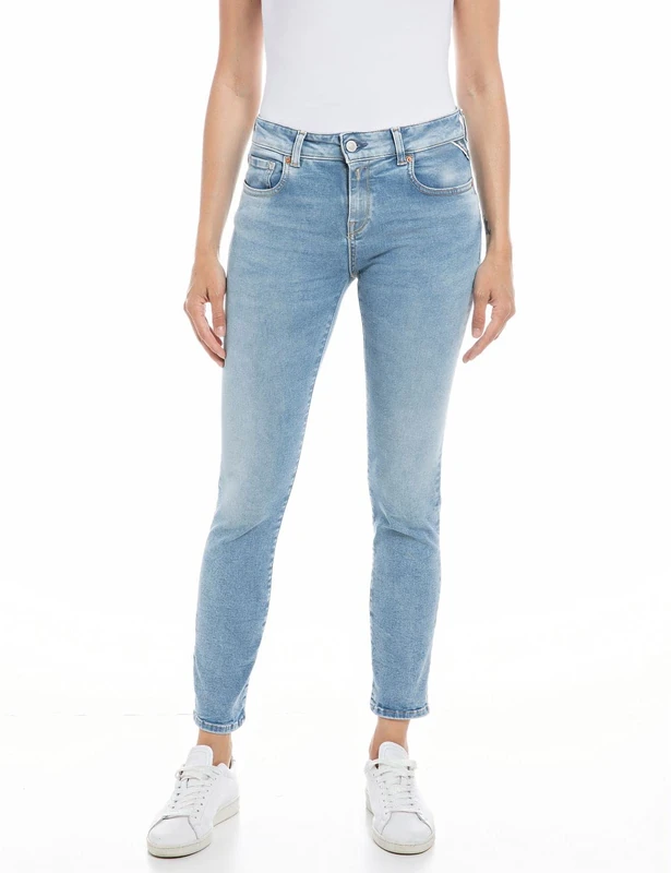 Replay Damen Jeans Faaby Slim-Fit Hyperflex mit Stretch, Light Blue 010 (Blau), 24W / 30L - Image 1