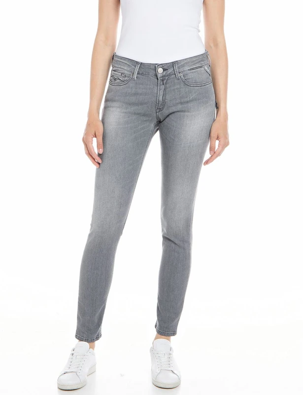 REPLAY Women's WH689 New Luz Black Power Jeans, Medium Grey 096, 24W / 30L