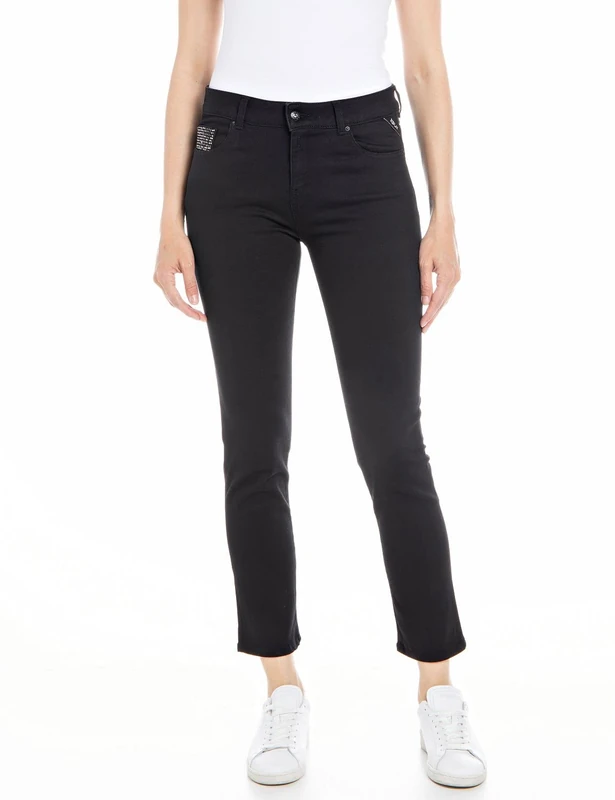 REPLAY Women's WA429A Faaby Power Stretch Jeans, Black 098, 30W / 28L