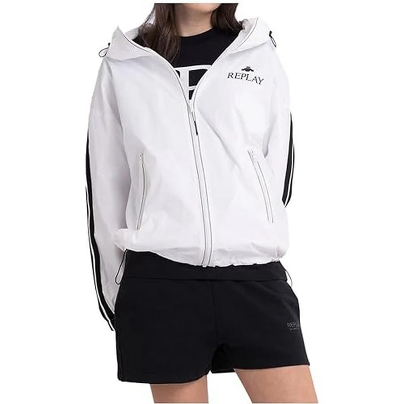 REPLAY Adult W7699 Recycled Dull Nylon Anorak, White 301, L