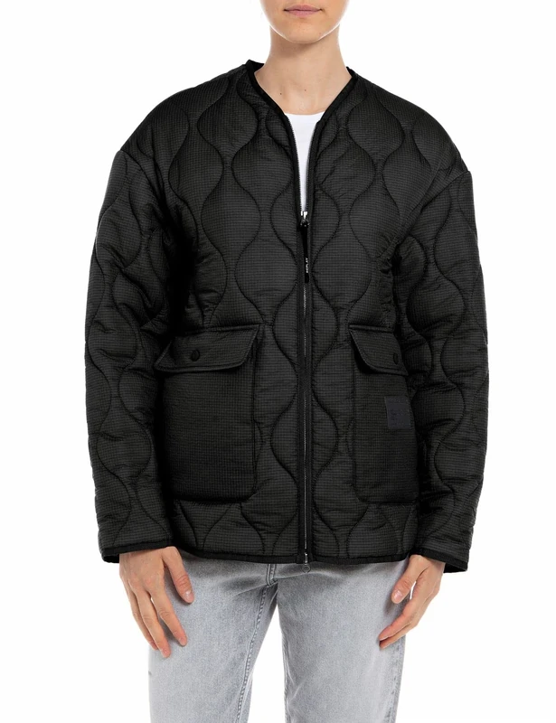 REPLAY Adult W7756 Super Fine Ripstop Quilted Jacket, Blackboard 099, S