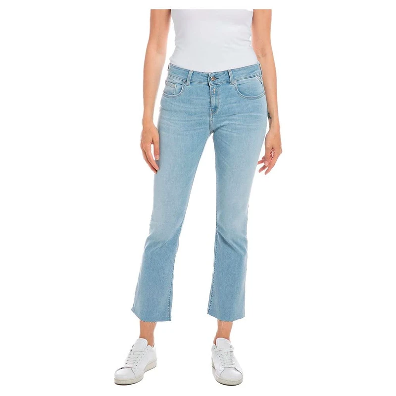 REPLAY Women's WC429 Faaby Flare Crop Dark Power Jeans, Super Light Blue 011, 33W