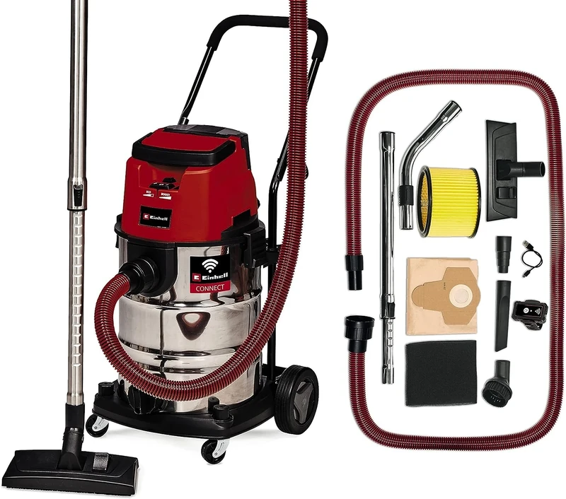Einhell Cordless Wet and Dry Vacuum Cleaner 36V, Auto-Start Connectivity Function, ECO/BOOST Function Without Battery TP-VC 36/30 S Auto-Solo