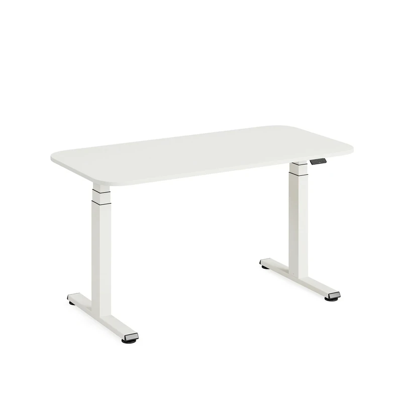 Steelcase Solo Sit-to-Stand Electric Height-Adjustable Home Office Desk with Programmable Controller, Powerful Motor, Anti-Collision Sensor + Cable Management Net in Snow/Pearl Snow (140 x 70 cm)