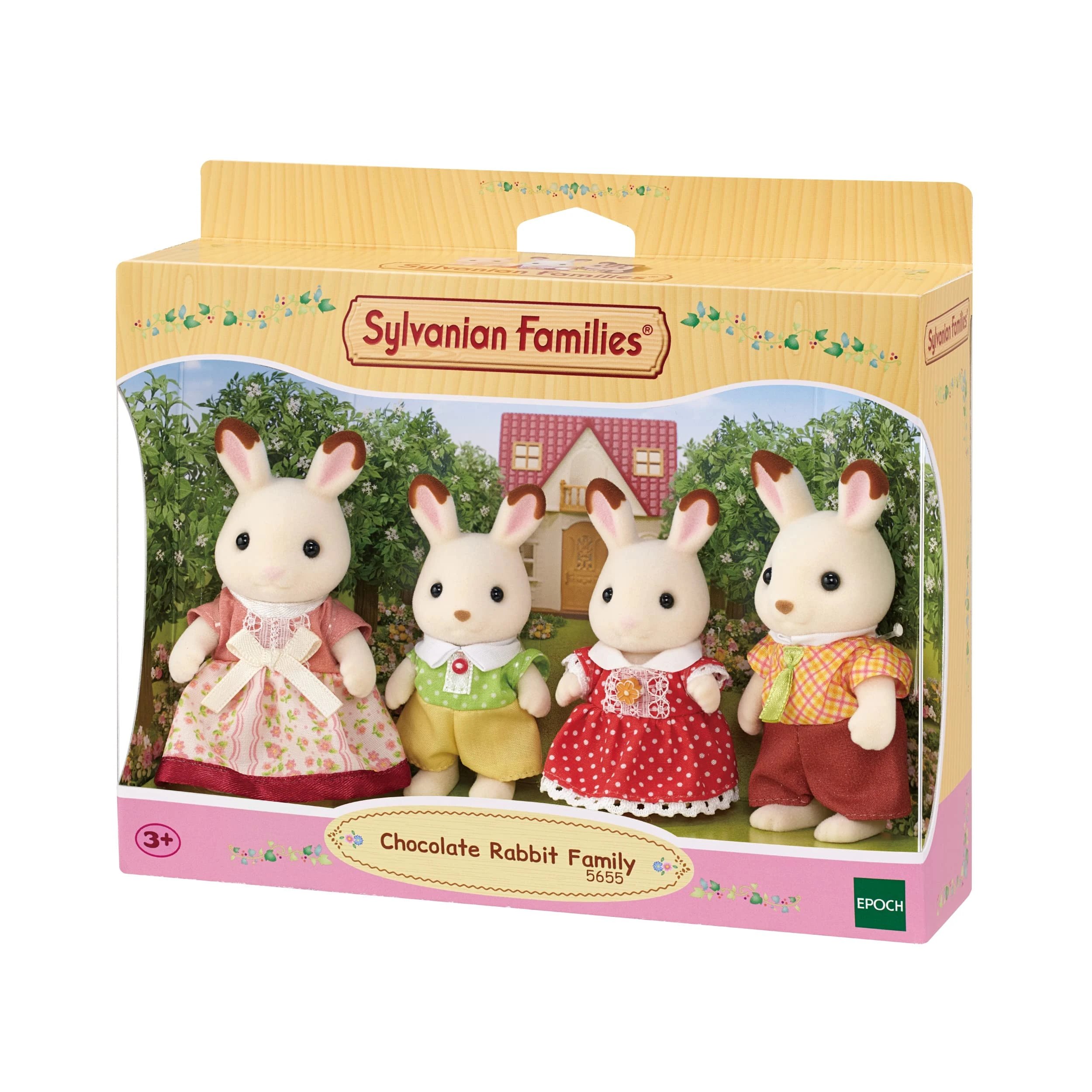 EPOCH Sylvanian Families Plastic Chocolate Rabbit Family, Multicolor