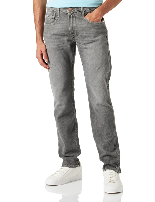 REPLAY Men's M914Y Anbass Natural Dyed Jeans, Forest Grey Delavè 222, 28W / 30L - Image 1