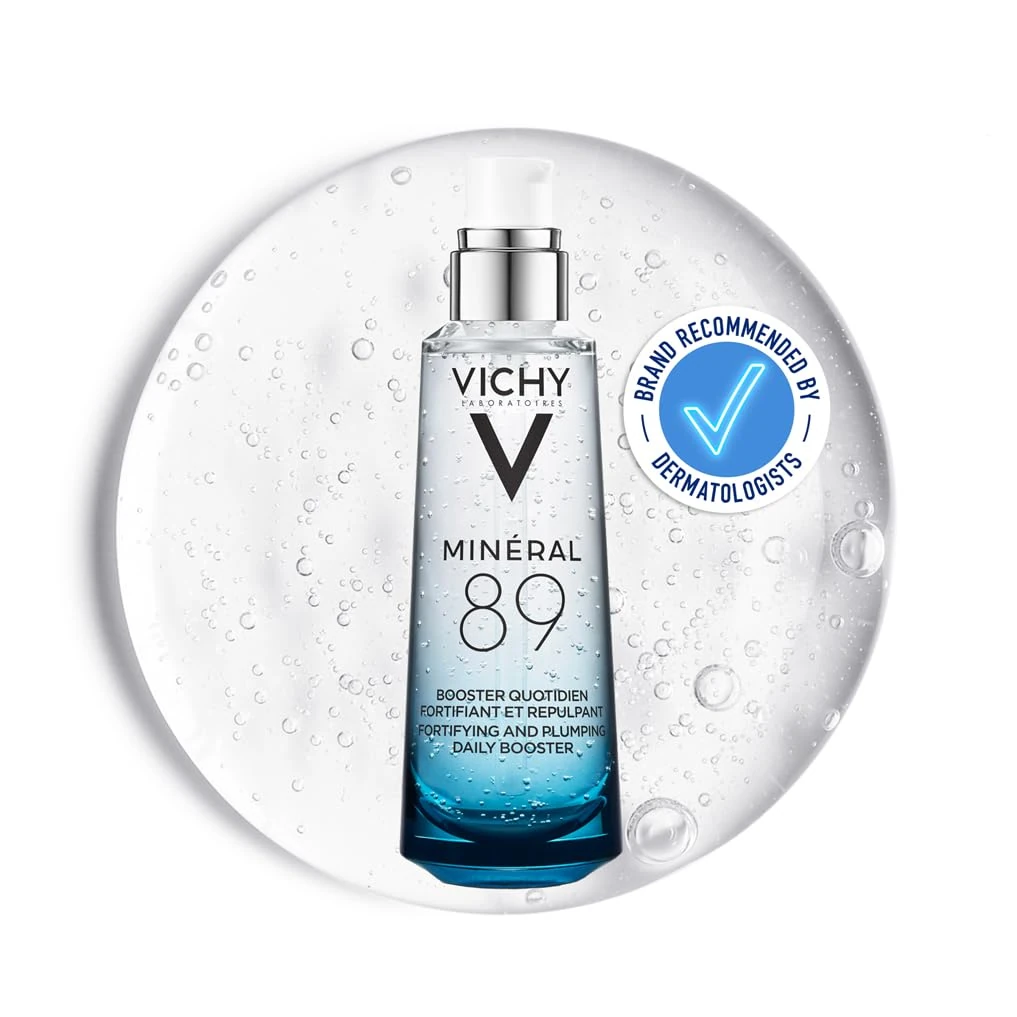 Vichy Minéral 89 Hyaluronic Acid Hydrating Face Serum For All Skin Types, Replumping Moisturiser, Helps to Strengthen Skin Barrier 75ml