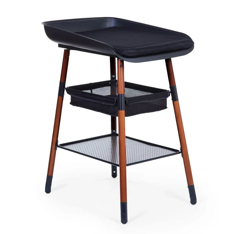 CHILDHOME, Evolux Expandable Changing Table 4 Height Easy Move Wheels Brake System Heavy Duty Storage Basket + Cushion Evolux Black