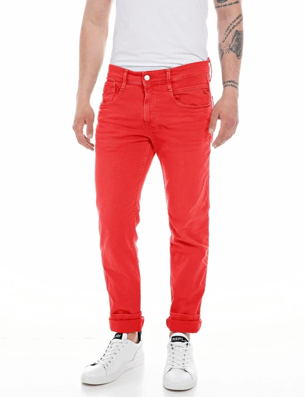 REPLAY Men's M914Y Anbass Stretch Bull Jeans, Red 054, 30W / 30L