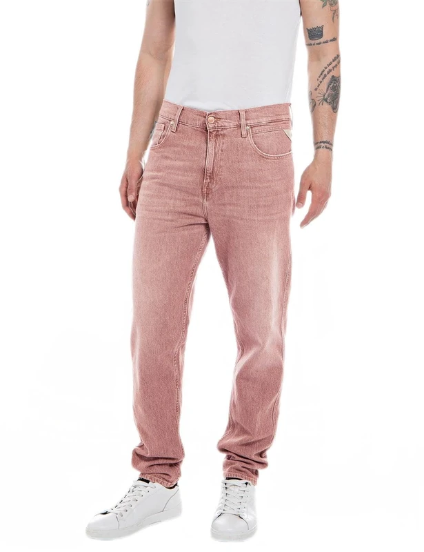 REPLAY Herren Jeans Sandot Tapered-Fit, Brick Delavè 250 (Rosa), 34W / 32L