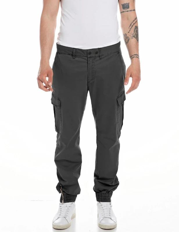 REPLAY Men's M9922 Essential Pants, Smoke Grey 391, 34W / 32L