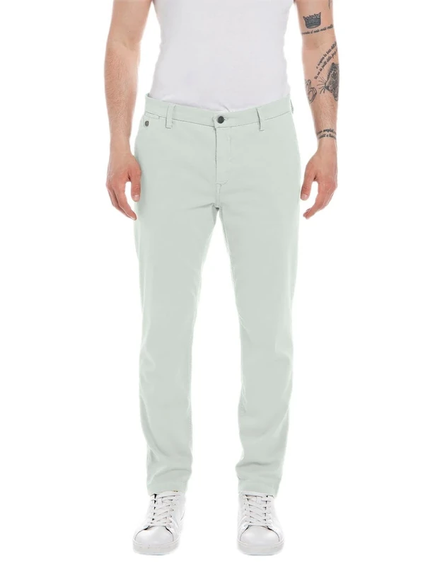 REPLAY Men's Chino Benni Regular-Fit with Stretch, Pale Green 902 (Green), 33W / 34L