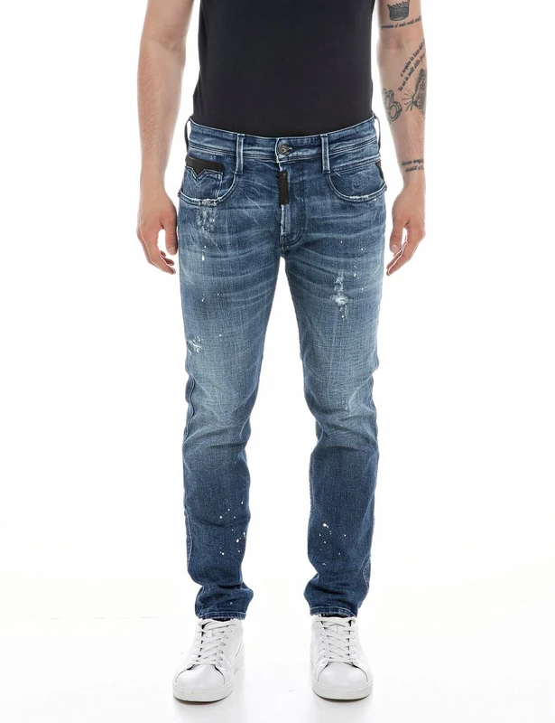 REPLAY Men's MK914 Anbass Maestro Jeans, Medium Blue 009, 38W / 32L